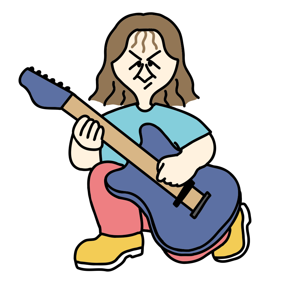 ギターを持った山岸ギター音楽教室講師の似顔絵